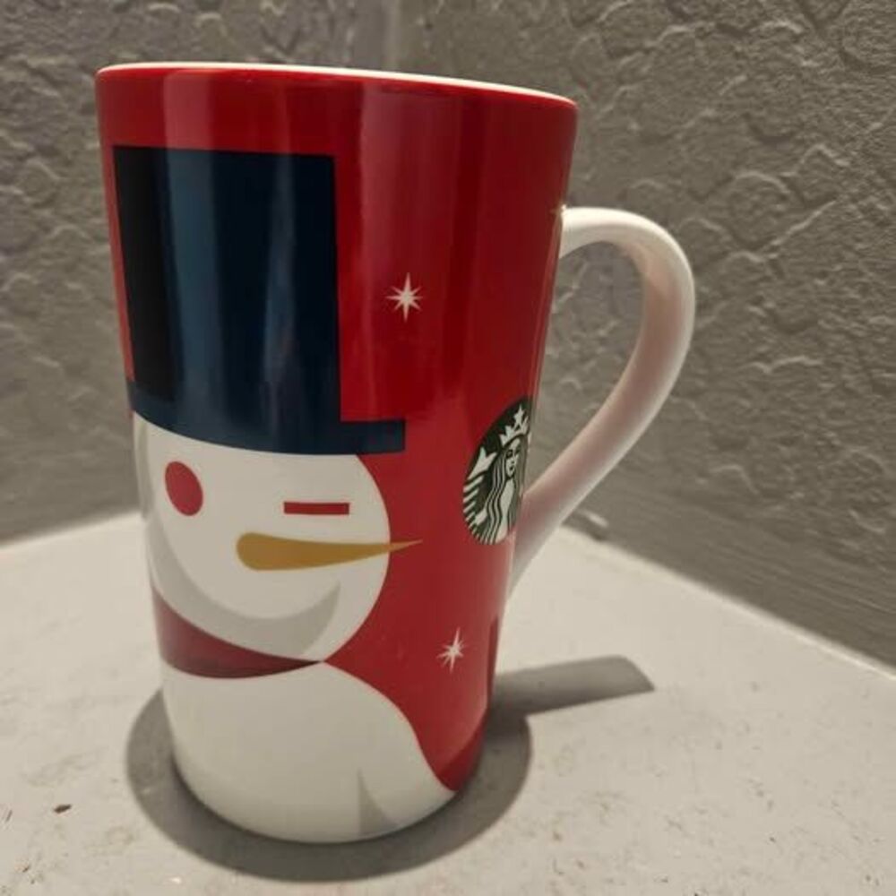 Vintage Ceramic Starbucks Cup 2012 Christmas Winking 5 3/4"